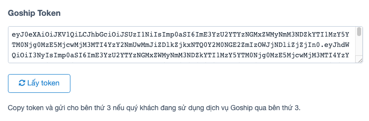 Tài khoản developer Goship API
