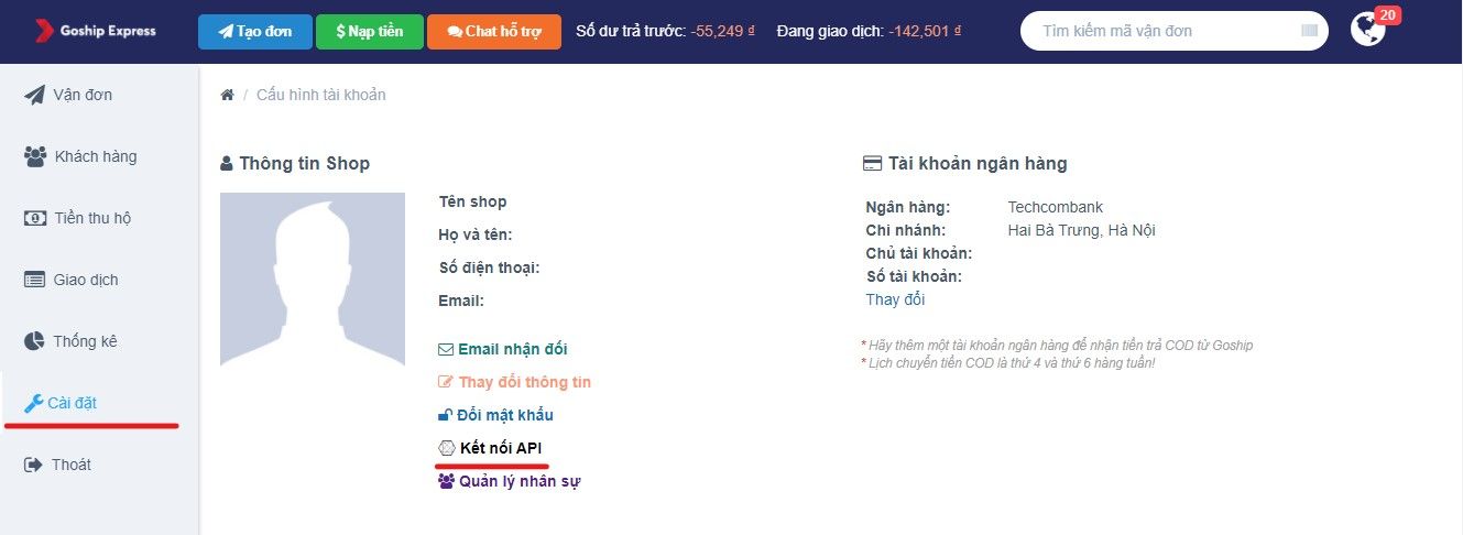 Tài khoản developer Goship API